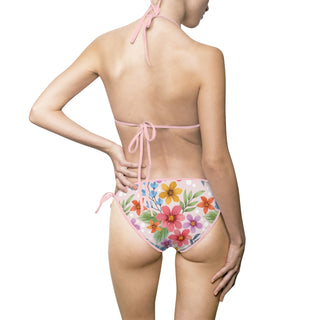 Colorful Multi Colored Floral Styled Two Piece Bathing Suit -
