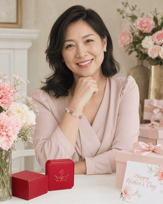Lab - Grown Ruby & Moissanite Floral Motif Bracelet - Reymey