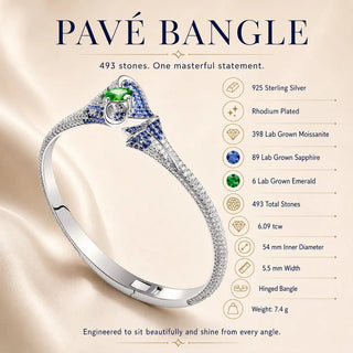 Lab - Grown Emerald & Sapphire Pavé Jewelry Set - Earrings, Bangle & Necklace - Reymey