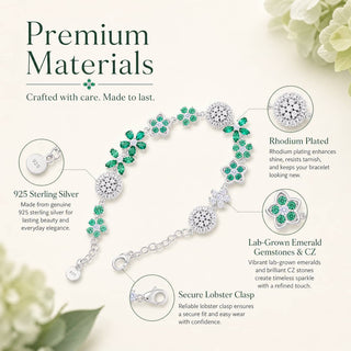 Lab - Grown Emerald Floral Jewelry Set — Bracelet & Necklace - Reymey