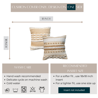 Handmade Decorative Throw Pillow Cushion Cover 18x18 | 2 Pack Cover only (no insert)