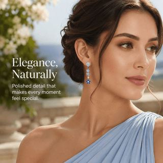 Lab - Grown Sapphire & Aquamarine Mismatched Earrings - Reymey