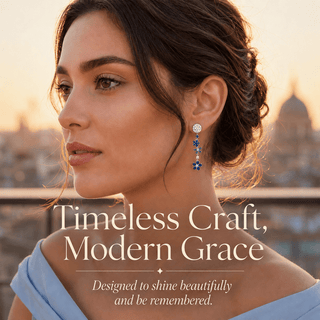 Lab - Grown Sapphire & Tanzanite Mismatched Earrings - Reymey