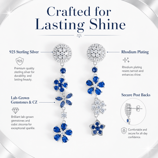 Lab - Grown Sapphire & Tanzanite Mismatched Earrings - Reymey