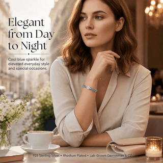 Lab - Grown Sapphire & Aquamarine Floral Motif Bracelet - Reymey