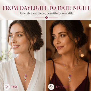 Lab - Grown Ruby & Moissanite Floral Motif Necklace - Reymey