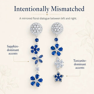 Lab - Grown Sapphire & Tanzanite Jewelry Set — Earrings & Necklace - Reymey
