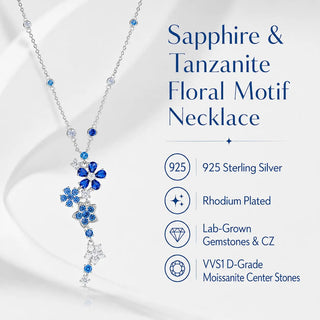 Lab - Grown Sapphire & Tanzanite Jewelry Set — Earrings & Necklace - Reymey