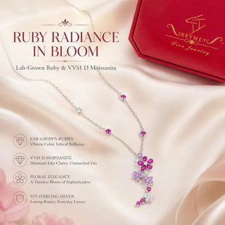 Lab - Grown Ruby & Moissanite Jewelry Set — Bracelet & Necklace - Reymey