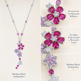 Lab - Grown Ruby & Moissanite Jewelry Set — Bracelet & Necklace - Reymey