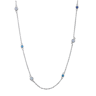 Sapphire, London Blue Topaz & Cubic Zirconia  Fashion Necklace Chain | 18+2 inch