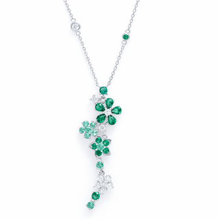 Lab - Grown Emerald Floral Motif Necklace - Reymey