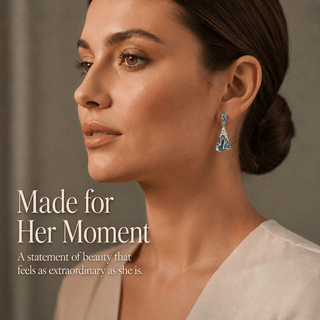 Moissanite, Lab - Grown Emerald & Sapphire Pavé Drop Earrings - Reymey