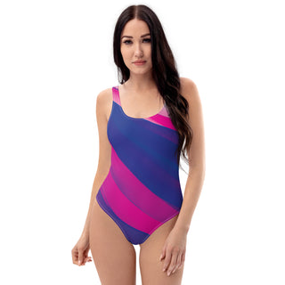 Bold Color Two Block One-Piece Modern Women's Swimsuit