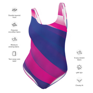 Bold Color Two Block One-Piece Modern Women's Swimsuit